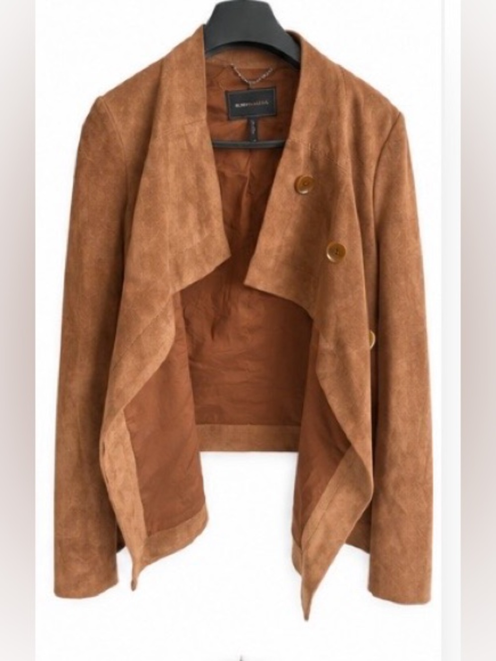 BCBGMaxAzria Cropped Suede Jacket in Rust Brown